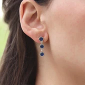 Kök Safir Taşlı Otantik Gümüş Küpe thumbnail 2