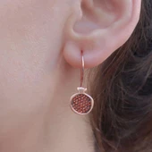 Nar Modeli Turuncu Zirkon Taşlı Rose Gold Kaplama Gümüş Küpe thumbnail 1