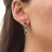 Turmalin Taşlı Su Yolu Otantik Gümüş Küpe thumbnail 3