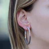 Degrade Gümüş Halka Küpe - 2