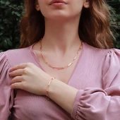 Rose Gold Kaplama Trend Geçme Zincir Gümüş Set thumbnail 1