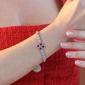 Kare Montür Ruby  Gümüş Set thumbnail 2