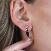 Mine İşli Lacivert Balık Model Zirkon Taşlı Rose Gold Kaplama Gümüş Set thumbnail 4