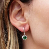 Kalp Pndr Model Yeşil Zirkon Taşlı Gümüş Set thumbnail 3