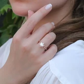 Lotus Çiçeği Rose Gold Kaplama Gümüş Yüzük thumbnail 3