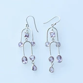 Ametist Taşlı Tasarım Otantik Gümüş Küpe thumbnail 2