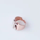 K Harfi Baget Taşlı Rose Gold Kaplama Gümüş Yüzük thumbnail 2