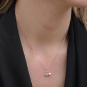 Deniz Yıldızı İnci ve Tek Taş Detaylı Rose Gold Kaplama Gümüş Set thumbnail 4