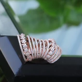 Ear Cuff Zirkon Taşlı Rose Gold Kaplama Çiçek Gümüş Küpe thumbnail 3