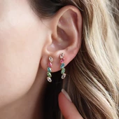 Swarovski Taşlı Renkli Gold Kaplama Çizgi Küpe thumbnail 1