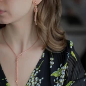 Özel Tasarım 925 Ayar Gümüş Hasır Kolye Küpe thumbnail 1