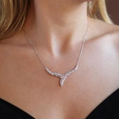 Krizet Yapraklı Zirkon Taşlı Gümüş Set - 2