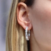 Emerald Taşlı Halka Gümüş Küpe thumbnail 2