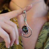 Azotic Topaz Taşlı El İşi Otantik Gümüş Set thumbnail 3