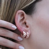 Burgu Rose Gold Kaplama Halka Gümüş Küpe thumbnail 4