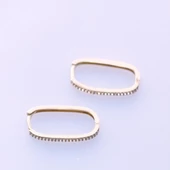 Zirkon Taşlı Gold Kaplama Halka Gümüş Küpe thumbnail 2