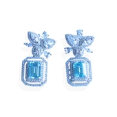 Baget Çiçekli Aquamarine Taşlı Gümüş Küpe thumbnail 5