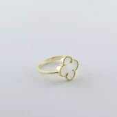 İkonik Alhambra Sedef Taşlı Gold Kaplama Gümüş Yüzük thumbnail 4