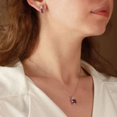 Topaz Taşlı Emerald Kesim Gümüş Set thumbnail 1