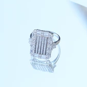 Square Kesim Baget Taşlı Gümüş Yüzük thumbnail 2