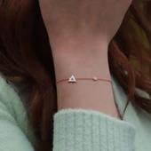 Üçgen Figürlü Zirkon Taşlı Mine İşli Rose Gold Kaplama Gümüş Set thumbnail 2