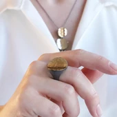 Yuvarlak El İşi Dövme Gold Kaplama Otantik Takım thumbnail 5