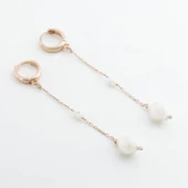 Sallantılı Rose Gold Kaplama İnci Gümüş Küpe thumbnail 4