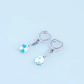 Yonca Modeli Renkli Mine İşli Gümüş Küpe thumbnail 2