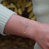 Yıldız Figürlü Zirkon Taşlı Mine İşli Rose Gold Kaplama Gümüş Set thumbnail 2