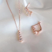 4 Taşlı Rose Gold Kaplama Gümüş Set thumbnail 1