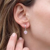 Kalp Pndr Model Pembe Zirkon Taşlı Gümüş Set thumbnail 2