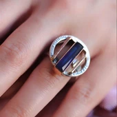 Kök Safir Taşlı 925 Ayar Gümüş Otantik Tasarım Yüzük thumbnail 1