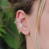 Ear Cuff Zirkon Taşlı Gold Kaplama Gümüş Küpe thumbnail 4