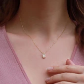 Starlight Diamond Mini Baget Tek Taş Gold Kaplama Set thumbnail 2