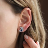 Apm Modeli Safir Taşlı Moon Gümüş Küpe thumbnail 1