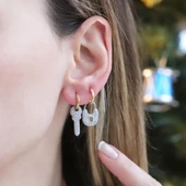 Anahtar Kilit Gold Kaplama Gümüş Küpe thumbnail 1