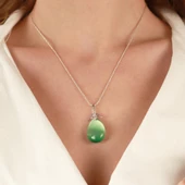 Kedi Gözü Taşlı Damla Model Gümüş Set thumbnail 2