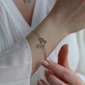 Renkli Zirkon Taşlı Kelebek Figürlü Gümüş Set thumbnail 3