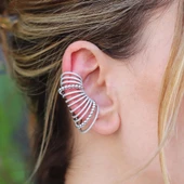 Ear Cuff Zirkon Taşlı Rodyum Kaplama Gümüş Küpe thumbnail 2