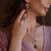 Mistik Topaz Taşlı El İşi Otantık 925 Ayar Gümüş Set thumbnail 1