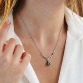 Damla Yeşil Zirkon Taşlı Gümüş Set thumbnail 4