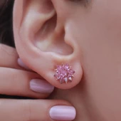 Pembe Kuvars Taşlı Lotus Çiçcekli Gümüş Set thumbnail 5