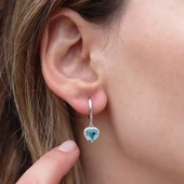 Kalp Pndr Model Aquamarine Taşlı Gümüş Set thumbnail 3