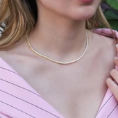 Zirkon Taşlı Gold Kaplama Su Yolu Gümüş Set thumbnail 2