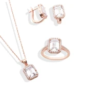 Rose Gold Kaplama Baget Taşlı Gümüş Takım thumbnail 4