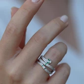 Serpent Modeli Zirkon Taşlı Gümüş Yüzük thumbnail 3