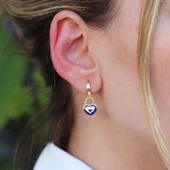 Kalp Modeli Mine İşli Gold Kaplama Gümüş Küpe thumbnail 1