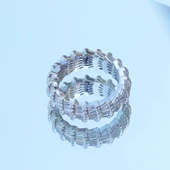 Zirkon Taşlı İstiridye Tamtur Gümüş Yüzük thumbnail 4