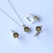 Lotus Çiçeği Zultanit Taşlı Gümüş Set thumbnail 5