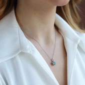 Lotus Çiçeği Aquamarin Taşlı Gümüş Set thumbnail 3